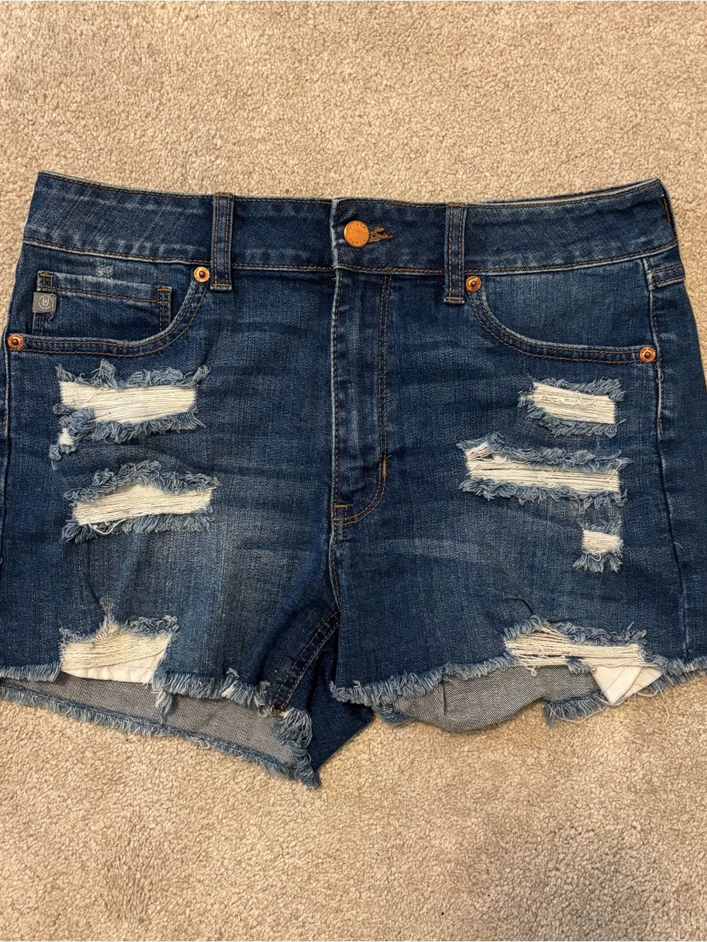 Just USA Dark Blue Distressed Denim Cutoff Shorts